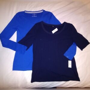 NWT Talbot's Petite Small Blue and Navy Tops Set Of Two